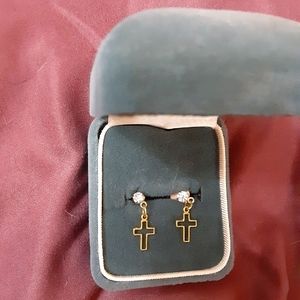 Cross/Cubic Zirconia Post Earrings